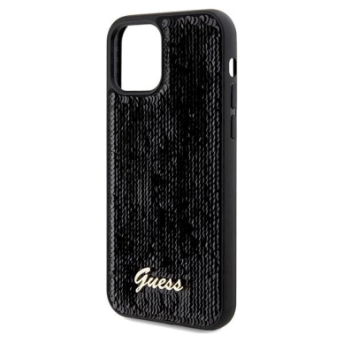 Originalus Guess dėklas Sequin Script MetaliPhone 12/12 Pro - Juodas 5