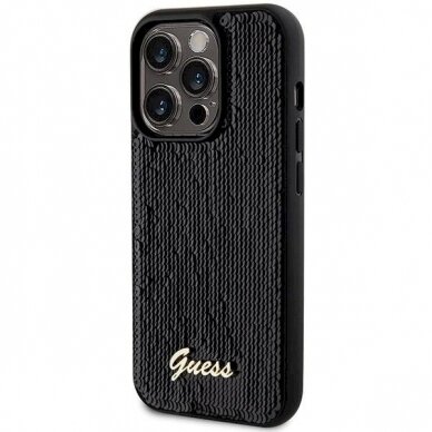 Originalus Guess dėklas Sequin Script MetaliPhone 13 Pro / 13 - Juodas 1