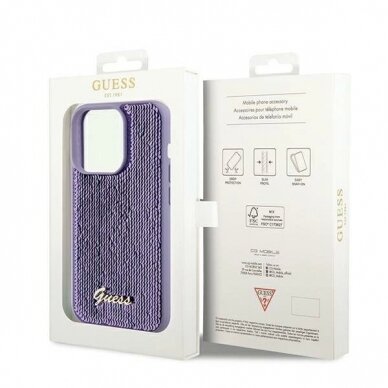 Originalus Guess dėklas Sequin Script MetaliPhone 13 Pro / 13 - Violetinis 7