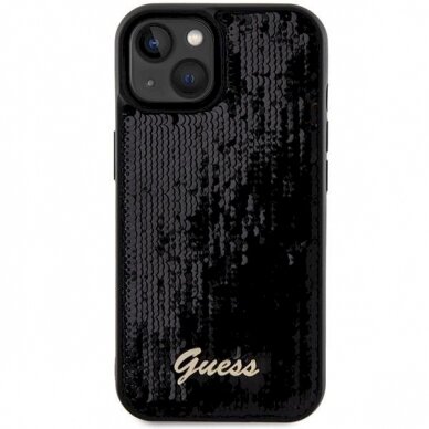 Originalus Guess dėklas Sequin Script MetaliPhone 14 / 15 / 13 - Juodas 2