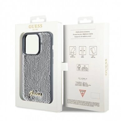 Originalus Guess dėklas Sequin Script MetaliPhone 14 Pro - silver 7