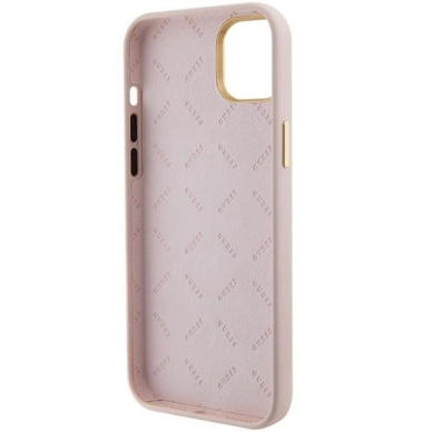 Originalus Guess dėklas Silicone Logo Strass 4G Case for iPhone 15 Plus / 14 Plus - Light Rožinis 5