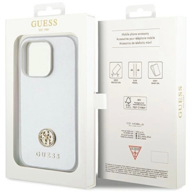 Originalus Guess dėklas Strass Metal LogoiPhone 15 Pro - silver 7