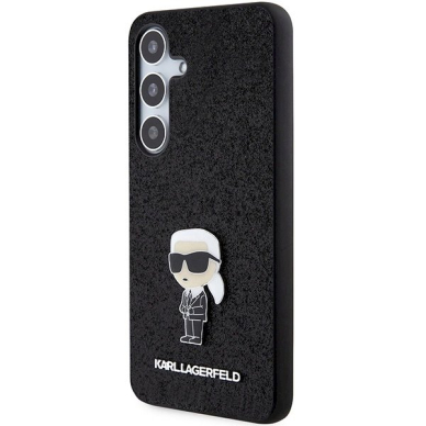 Originalus Karl Lagerfeld Dėklas Fixed Glitter Ikonik Logo Metal PinSamsung Galaxy S24+ - Juodas 1