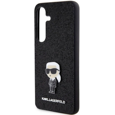 Originalus Karl Lagerfeld Dėklas Fixed Glitter Ikonik Logo Metal PinSamsung Galaxy S24+ - Juodas 5