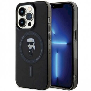 Originalus Karl Lagerfeld Dėklas IML Ikonik MagSafeiPhone 14 Pro Max - Juodas