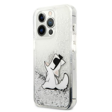 Originalus Karl Lagerfeld dėklas KLHCP13LGCFS iPhone 13 Pro / 13 6,1" Sidabrinis Liquid Glitter Choupette Fun 1