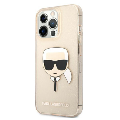 Originalus Karl Lagerfeld dėklas KLHCP13LKHTUGLGO iPhone 13 Pro / 13 6,1" Auksinis Glitter Karl`s Head 1