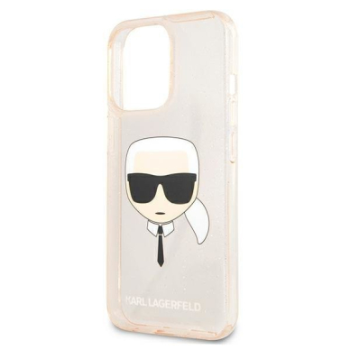 Originalus Karl Lagerfeld dėklas KLHCP13LKHTUGLGO iPhone 13 Pro / 13 6,1" Auksinis Glitter Karl`s Head 5