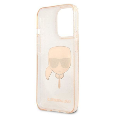 Originalus Karl Lagerfeld dėklas KLHCP13LKHTUGLGO iPhone 13 Pro / 13 6,1" Auksinis Glitter Karl`s Head 6