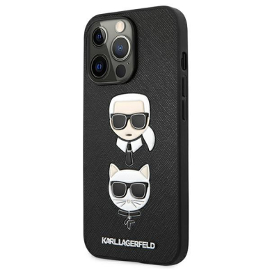 Originalus Karl Lagerfeld dėklas KLHCP13LSAKICKCBK iPhone 13 Pro / 13 6,1" Juodas Saffiano Karl & Choupette 1