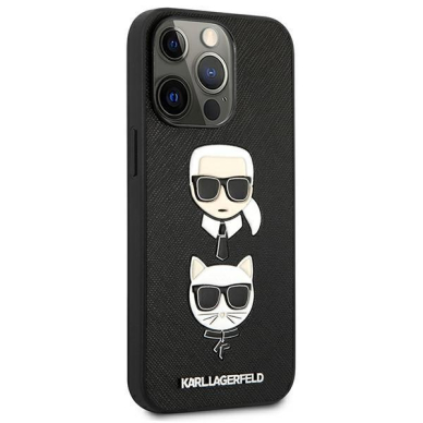 Originalus Karl Lagerfeld dėklas KLHCP13LSAKICKCBK iPhone 13 Pro / 13 6,1" Juodas Saffiano Karl & Choupette 3