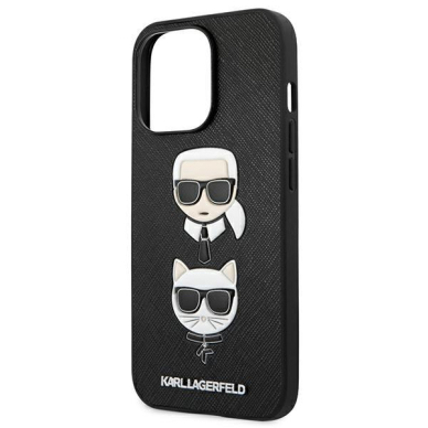 Originalus Karl Lagerfeld dėklas KLHCP13LSAKICKCBK iPhone 13 Pro / 13 6,1" Juodas Saffiano Karl & Choupette 5