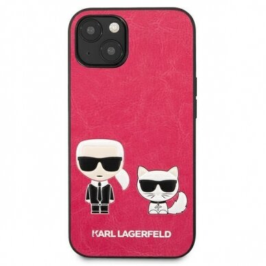 Originalus Karl Lagerfeld dėklas KLHCP13SPCUSKCP iPhone 13 mini 5,4" Fuksija Ikonik Karl & Choupette 2