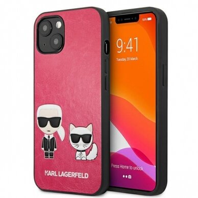 Originalus Karl Lagerfeld dėklas KLHCP13SPCUSKCP iPhone 13 mini 5,4" Fuksija Ikonik Karl & Choupette