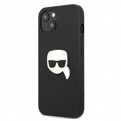 Originalus Karl Lagerfeld dėklas KLHCP13SPKMK iPhone 13 mini 5,4" Juodas Leather Ikonik Karl`s Head Metal 1