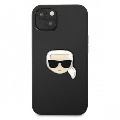 Originalus Karl Lagerfeld dėklas KLHCP13SPKMK iPhone 13 mini 5,4" Juodas Leather Ikonik Karl`s Head Metal 2