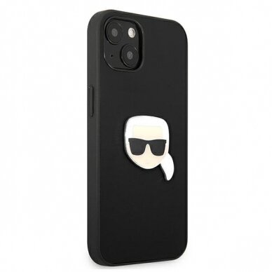 Originalus Karl Lagerfeld dėklas KLHCP13SPKMK iPhone 13 mini 5,4" Juodas Leather Ikonik Karl`s Head Metal 3