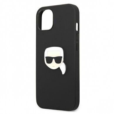 Originalus Karl Lagerfeld dėklas KLHCP13SPKMK iPhone 13 mini 5,4" Juodas Leather Ikonik Karl`s Head Metal 5