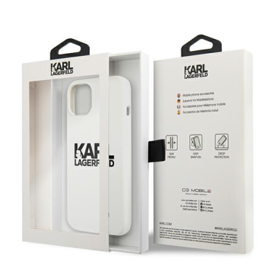 Originalus Karl Lagerfeld dėklas KLHCP13SSLKLWH iPhone 13 mini 5,4" Silicone Stack Logo Baltas 7