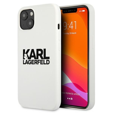 Originalus Karl Lagerfeld dėklas KLHCP13SSLKLWH iPhone 13 mini 5,4" Silicone Stack Logo Baltas