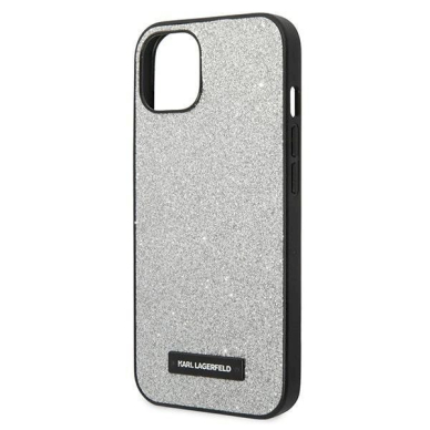 Originalus Karl Lagerfeld Dėklas KLHCP14MG2ELS iPhone 14 Plus 6.7 hardcase Sidabrinis / Sidabrinis Glitter Plaque Logo 5