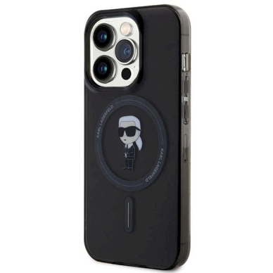 Originalus Karl Lagerfeld Dėklas KLHMP15XHFCKNOK iPhone 15 Pro Max 6.7 Juodas/Juodas hardcase IML Ikonik MagSafe 1