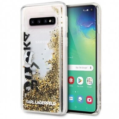 Originalus Karl Lagerfeld Dėklas S10E G970 Juodas - Auksinis Hard Case Glitter CGX0091 UGLX912