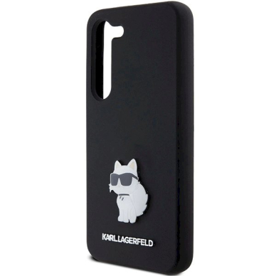 Originalus Karl Lagerfeld Dėklas Silicone Choupette Metal PinSamsung Galaxy S23 - Juodas 5