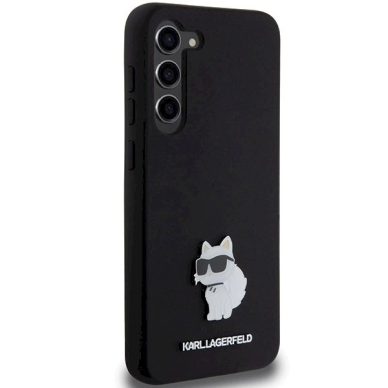 Originalus Karl Lagerfeld Dėklas Silicone Choupette Metal PinSamsung Galaxy S23+ - Juodas 3