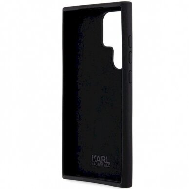 Originalus Karl Lagerfeld Dėklas Silicone Choupette Metal PinSamsung Galaxy S23 Ultra - Juodas 6