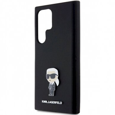 Originalus Karl Lagerfeld Dėklas Silicone Ikonik Metal PinSamsung Galaxy S23 Ultra - Juodas 5