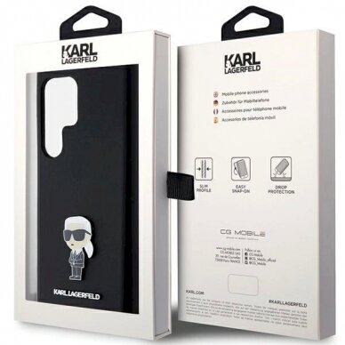 Originalus Karl Lagerfeld Dėklas Silicone Ikonik Metal PinSamsung Galaxy S23 Ultra - Juodas 7