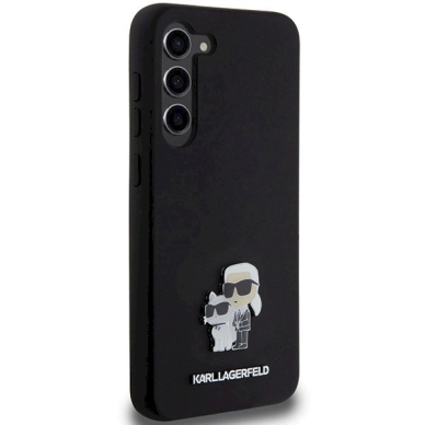 Originalus Karl Lagerfeld Dėklas Silicone KarlChoupette Metal PinSamsung Galaxy S23+ - Juodas 3