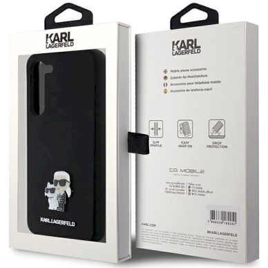 Originalus Karl Lagerfeld Dėklas Silicone KarlChoupette Metal PinSamsung Galaxy S23+ - Juodas 7