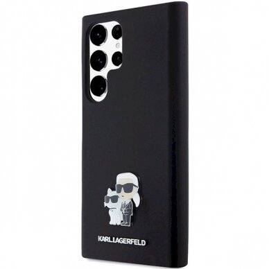 Originalus Karl Lagerfeld Dėklas Silicone KarlChoupette Metal PinSamsung Galaxy S23 Ultra - Juodas 1