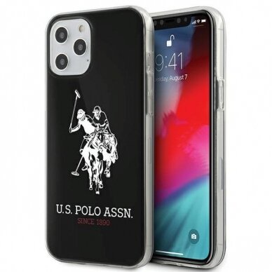 Originalus Us Polo Dėklas Ushcp12Ltpuhrbk Iphone 12 Pro Max Juodas Shiny Big Logo