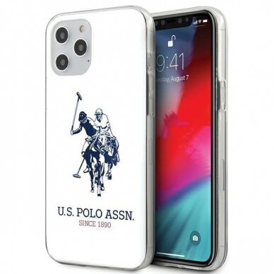 Originalus Us Polo Dėklas Ushcp12Ltpuhrwh Iphone 12 6,7" Pro Max Baltas Shiny Big Logo