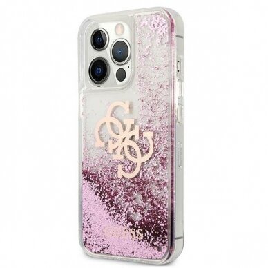 Oriignalus Guess dėklas GUHCP13XLG4GPI iPhone 13 Pro Max 6.7 Rožinis 4G Big Liquid Glitter 1