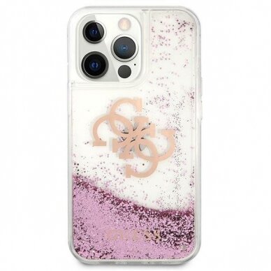 Oriignalus Guess dėklas GUHCP13XLG4GPI iPhone 13 Pro Max 6.7 Rožinis 4G Big Liquid Glitter 2