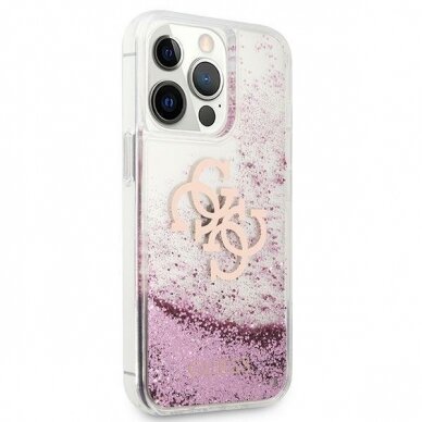 Oriignalus Guess dėklas GUHCP13XLG4GPI iPhone 13 Pro Max 6.7 Rožinis 4G Big Liquid Glitter 3