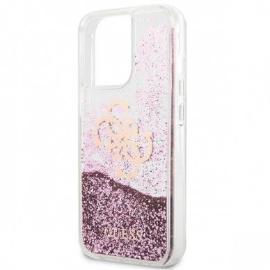 Oriignalus Guess dėklas GUHCP13XLG4GPI iPhone 13 Pro Max 6.7 Rožinis 4G Big Liquid Glitter 5