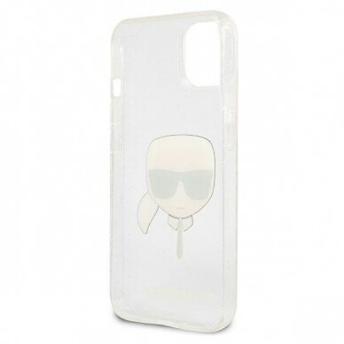 Oriignalus Karl Lagerfeld dėklas KLHCP13SKHTUGLS iPhone 13 mini 5,4" Sidabrinis Glitter Karl`s Head 6