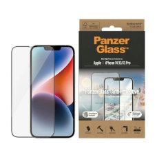 PanzerGlass Ultra-Wide Fit Antibacterial apsauginis stiklas Glare Filter Positioner iPhone 14/13 Pro/13