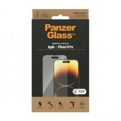 Panzer glass Classic Fit antibacterial  apsauginis stiklas iPhone 14 Pro 5