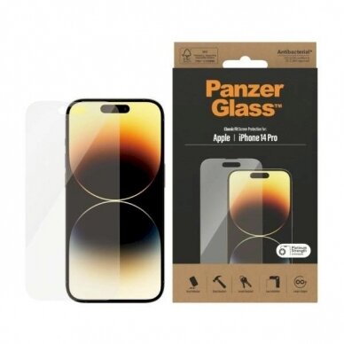 Panzer glass Classic Fit antibacterial  apsauginis stiklas iPhone 14 Pro