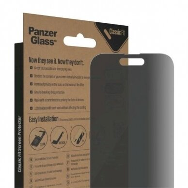 Panzer glass Classic Fit antibacterial privacy  apsauginis stiklas iPhone 14 Pro 6