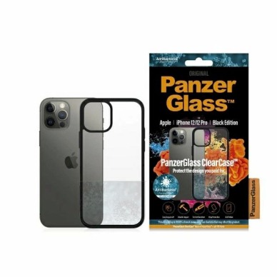 PanzerGlass antibacterial dėklas iPhone 12 / 12 Pro - Permatomas Juodas