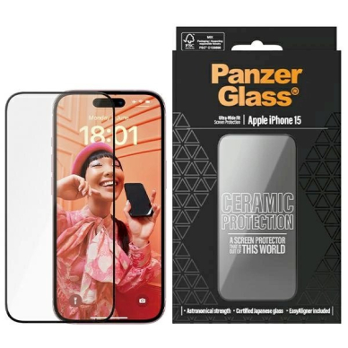 PanzerGlass Ceramic Protection ceramic apsauginis stiklas iPhone 15 positioner