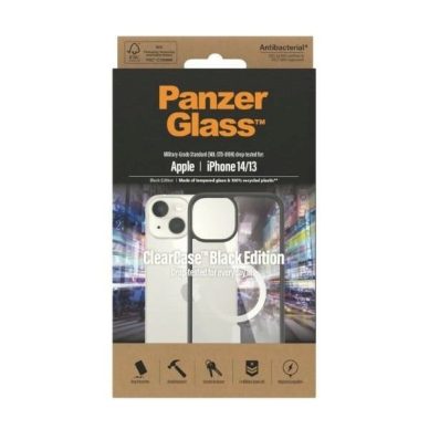 PanzerGlass DėklasMagSafe antibacterial iPhone 14 / 15 / 13 - Permatomas Juodas 2